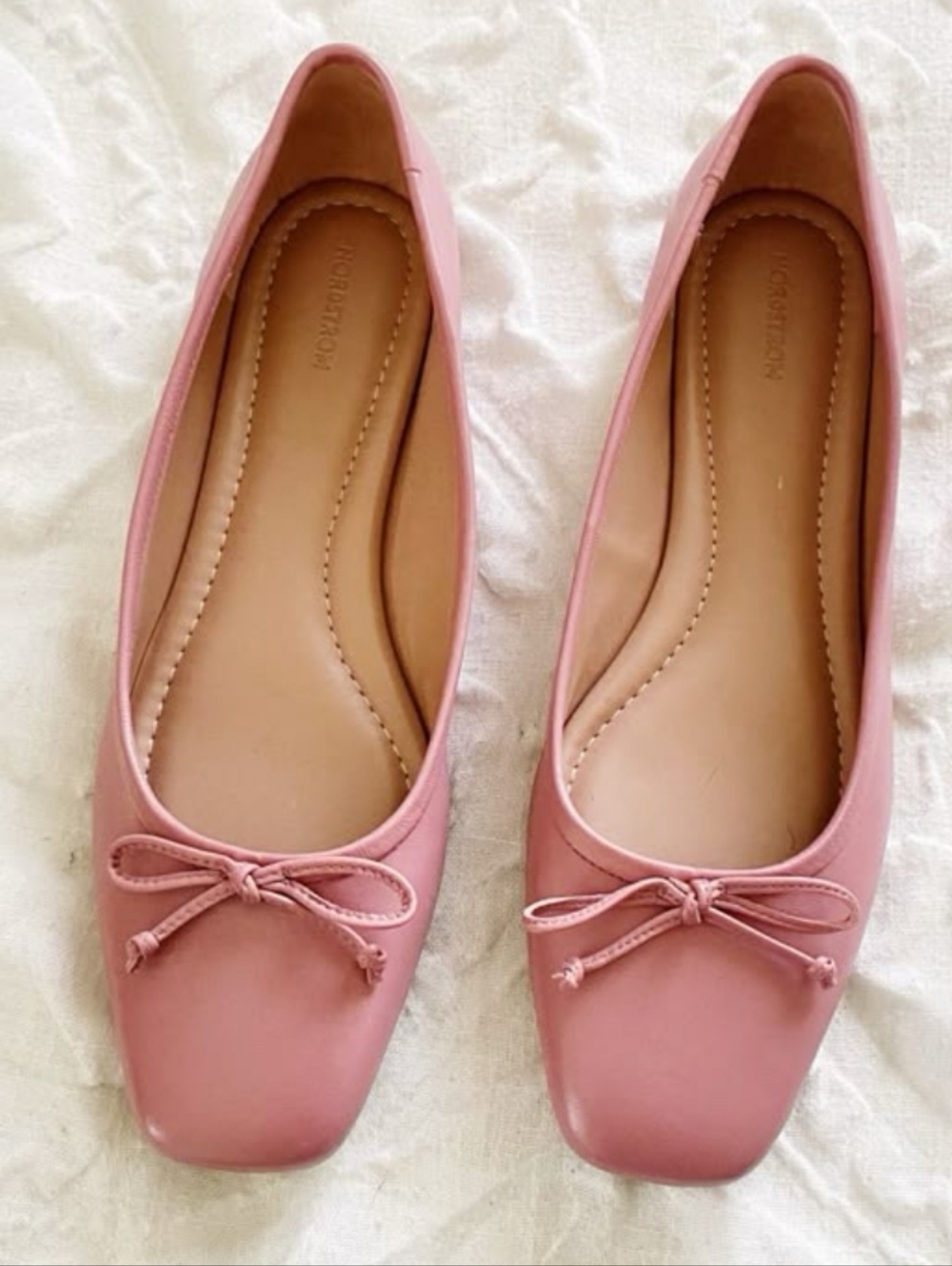Nordstrom Pink Square-Toe Ballet Flats